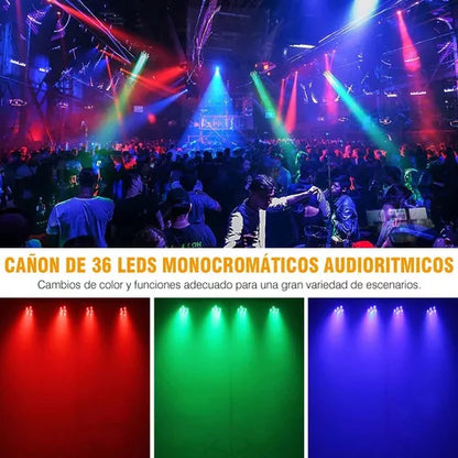 Cañon de 36 luces led Rgb +🎁Regalo +Envio gratis